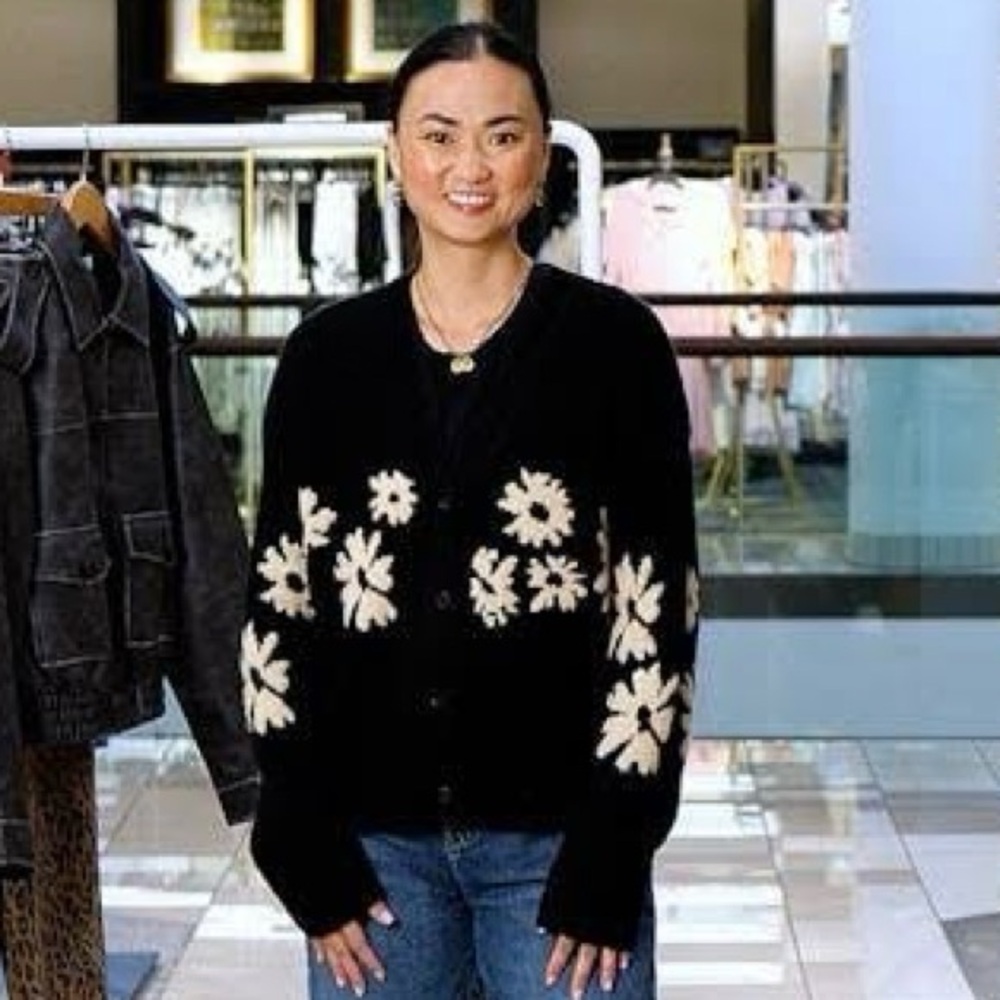 Rails Georgina Floral Intarsia Cardigan M